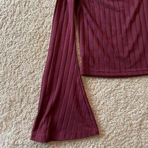 Off the shoulder maroon bell sleeve top